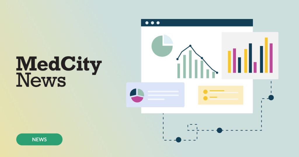 MedCity News logo overlaid on top of image showing a man speaking with his therapist in a session