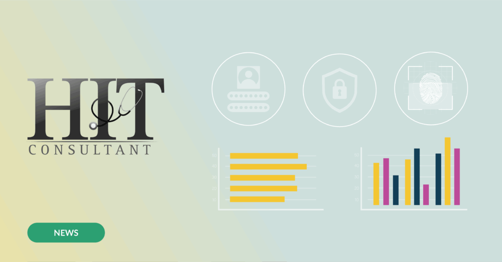 Illustration featuring the HIT Consultant logo and icons related to segmented patient data and security